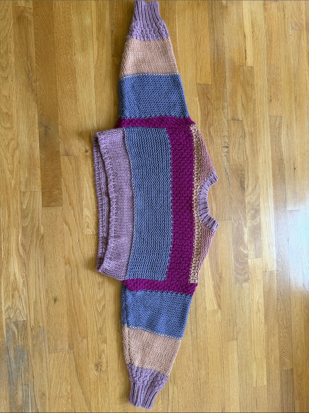 Altar'd State Pink, Purple & Blue Striped Block Knit Sweater